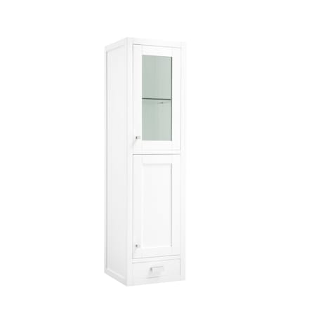 James Martin Vanities Addison 15in D Grand Tower Hutch - Right, Glossy White E444-H15R-GW